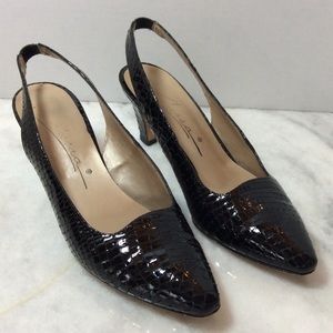 Black Snakeskin Caressa Sling Back Shoes